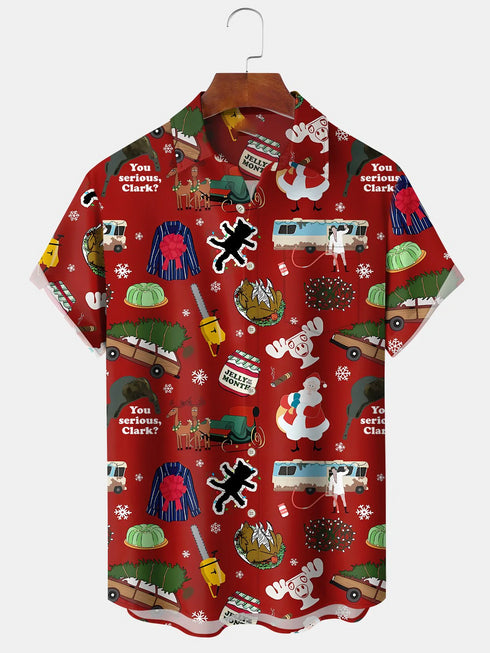 Men's Christmas Funny Graphic Short Sleeve Hawaiian Shirt